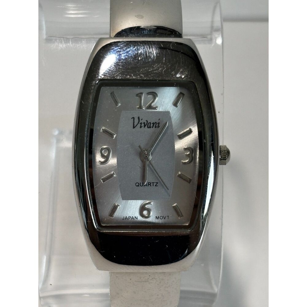 Vivani silver tonneau bangle bracelet women's watch, working
